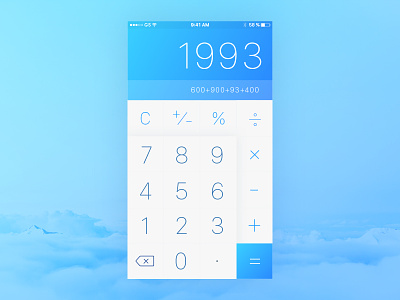 DailyUI #04 - Calculator app blue calculator daily ui design ios numbers sky typography ui