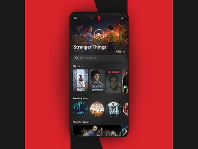 Netflix Home app app design cards ios movies netflix player search stories ui