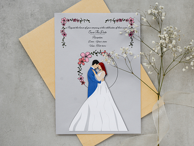 Wedding card design mockup