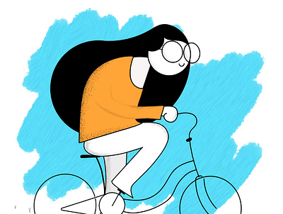 Girl on cycle ill illustration vector