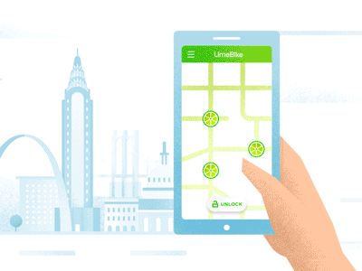 LimeBike 2d animation explainer explainer video gif illustration illustrations limebike madebydot motion motion design textured