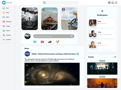 Social Network facebook figma network redesign social socialnetwork ui ux web website