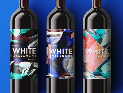 White Avalanche Wine abstract art art bottle bottle label design digital art distortion illustration label label design shape wine