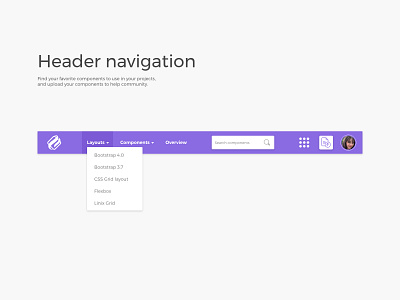 Header Navigation / DailyUI challenge #53 adobe adobexd appdesign application design designer header navigation ui design uxdesign