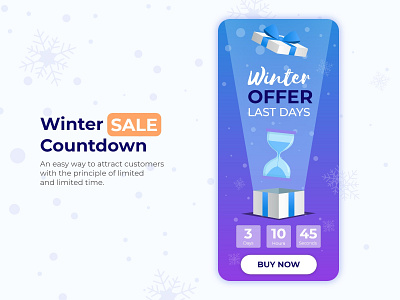 Winter Sale Countdown / DailyUI Challenge #14 adobe adobexd appdesign application countdown countdowntimer design designer illustration offer sale ui ux uxdesign winter