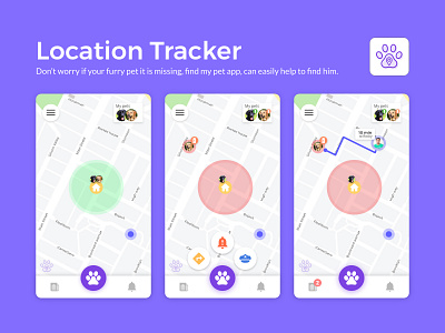 Location Tracker / DailyUI Challenge #20 adobe adobexd app appdesign application branding design missing pet pets tracker tracking ui ui design ux uxdesign