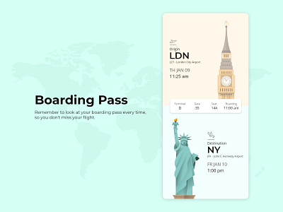 Onboarding / DailyUI Challenge #24 adobe adobexd airline airport appdesign application boarding pass boardingpass branding design designer flight london new york travel typography ui design uxdesign