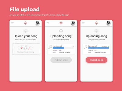 File upload / DailyUI Challenge #31 adobe adobexd sing singer song ui upload upload file ux uxdesign