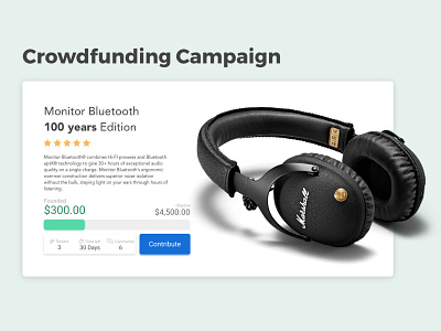 Crowdfunding Campaign / DailyUI Challenge #32 adobe adobexd audio crowdfunding crowdfunding campaign marshall music ui ux uxdesign