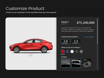 Customize product / DailyUI Challenge #33 adobe adobexd appdesign application car customize customize product mazda mazda 3 ui ux uxdesign