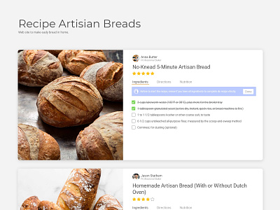 Recipe / DailyUI Challenge #40 adobe adobexd appdesign application artisian bread designer recipe recipe app ui ui design ux uxdesign