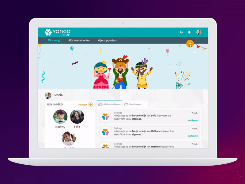 Create Event - Saving Platform for Kids | Yongo (Web)