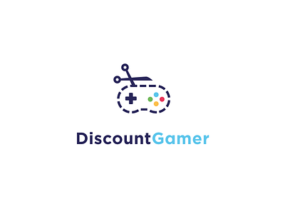 DiscountGamer Logo community controller coupon deal discount game gamer gaming identity logo mark nes scissor