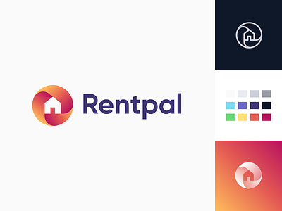 Rentpal Logo brand design gradient house identity logo mark rent symbol