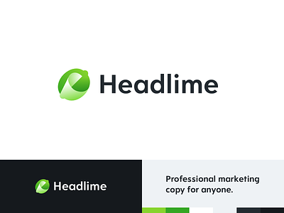Headlime Logo brand copy copywriting fold fruit gradient green headline lime logo mark marketing paper symbol write