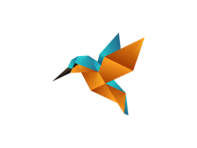 Polygon Kingfisher, 2021 version animal bird bitcoin brand crypto ethereum fly gradient halcyon identity kingisher logo mark nft symbol wings