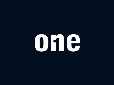 One 1 een logo mark. one negative space typography uno