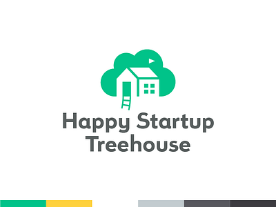 Happy Startup Treehouse – Logo cloud flag house ladder logo mark symbol tree treehouse