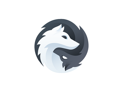 Gray Wolf Games - Logo animal fur gradient gray grey pup wolf wolves yin yang