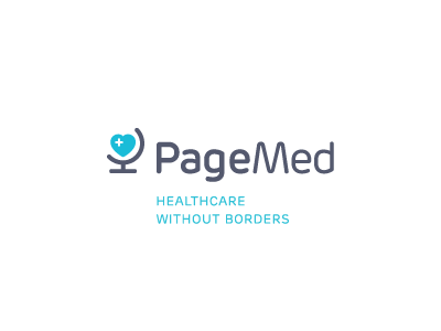 PageMed pagemed logo mark identity healthcare doctor health science heart globe border