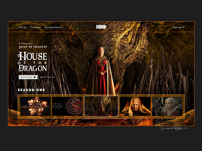 House of the Dragon Landing page design figma game of thrones house of the dragon landing page royalui royaluiofficial ui ui design