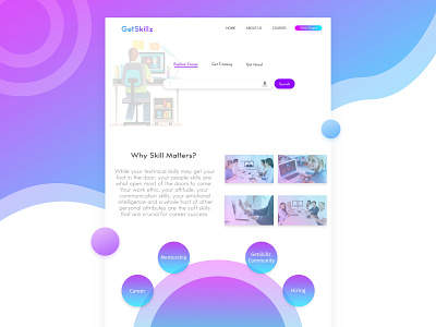 Getskillz Landing Page app appdesign branding cards design dribbble header illustration interaction interactive iphone logo swipeable typography ui uidesign ux web webdesign website