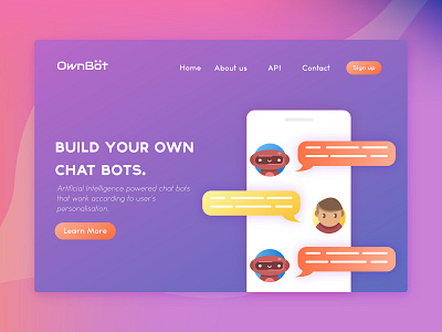 Ownbot Landing Page app branding design header illustration interactive ui uidesign web webdesign website