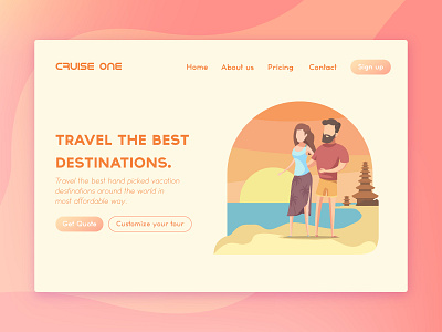 Cruise One Landing Page app branding design dribbble flat header illustration interaction interactive landing page lettering logo typography ui uidesign ux vector web webdesign website