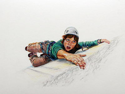 Climbing to the Top colored pencil illustration