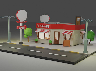 Blender 3D - Burger Build 3d animation blender blender 3d low lowpoly modeling poly render