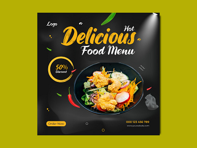 Delicious Food Menu Social Media Post or Instagram Post Template delicious food sale