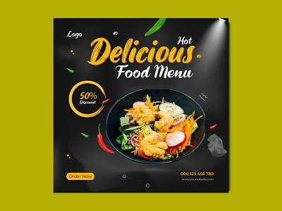 Delicious Food Menu Social Media Post or Instagram Post Template