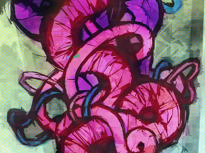 Unleash the Disco Kraken! cyberpunk design digital dystopian illustration ink neon
