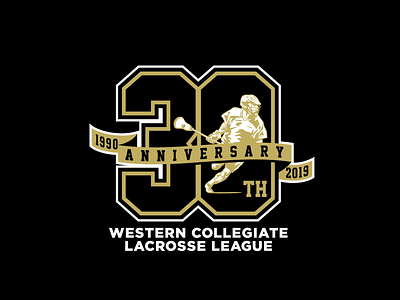 Western Collegiate Lacrosse League 30th Anniversary logo 30th anniversary college sports illustration japan lacrosse logo design sports design sports logo