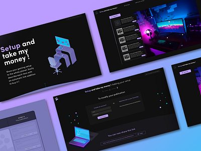 Datsetup branding game graphic design light design setup ui ui design ux videogame violet website