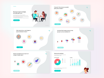 Dataviz data dzataviz fruits légumes mangé pastel pastel color pink pink color questionnaire quizz ui ui design uidesign