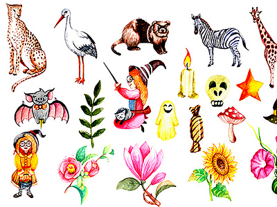 watercolor animals Clipart