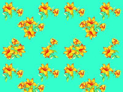 Beautiful watercolor botanical Yellow flowers Pattern