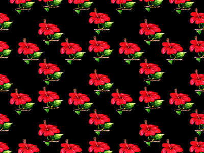 Hibiscus flower and leaves Pattern