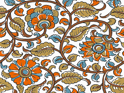 Beautiful Kalamkari Fabric art fabric flower illustration kalamkari leaves modern pattern
