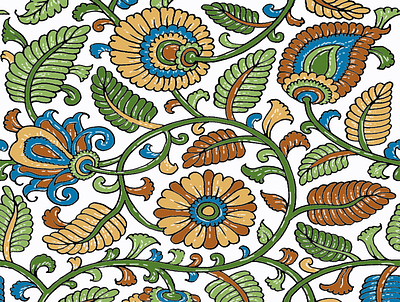Beautiful Leaves or Flowers Pattern art fabric flowers green illustration leaves modern pattern popular