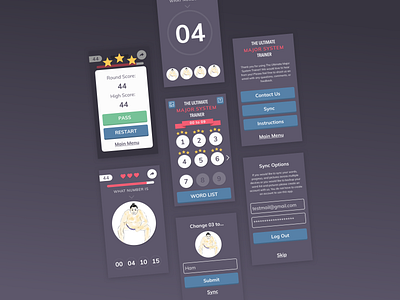 The Ultimate Major System Trainer UI android app app design daily daily ui dailyui education app educational educational game game grey mobile rounds score skill improving trainer training ui ux word game