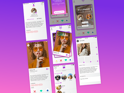 DateLux dating app UI design android app app design daily ui dailyui dates dating dating app datingapp design ios app design like match app matches minimal mobile purple tinder ui ux