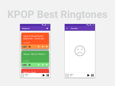 Kpop Best Ringtones UI app design colorful material design music ringtones ui ux