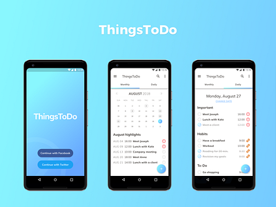 Daily UI Challenge 042 - To-Do List android android app design app app design app ui app ui design blue calendar design daily daily ui dailyui design gradient minimal mobile todo todo app todo list ui ux
