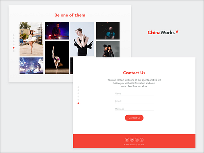 ChinaWorks Landing Page | Screens 5-6/6 branding chinatown contact us daily daily ui dailyui design grid job job finder landing landing page landing design landing page landing page concept minimal red ui ux web
