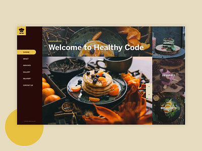 Restaurant Website UI "Healthy Code" branding cooking daily ui dailyui design food food website gallery minimal responsive responsive website restaurant ui website