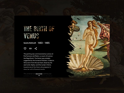 The Birth Of Venus - Art Gallery Website Page art art gallery artwork fineart ui uidesigner ux uxdesigner venus web web design webdesign webpage webpage design webpagedesign website website builder website concept website design websites