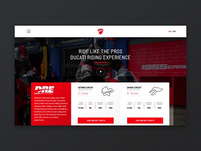 Ducati Riding Experience - Asia concept ui webiste website website concept website design wip