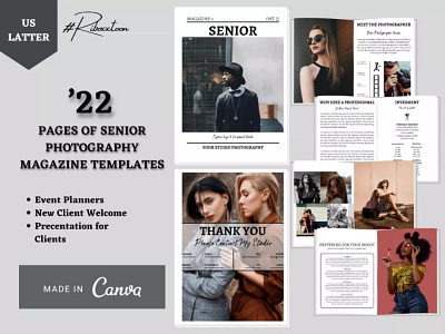 Senior Photography Magazine Template branding canva canva app canva templates graphic design new clients photography photosoot studio templates